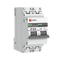 Автоматический выключатель 2P 2,5А (C) 4,5kA ВА 47-63 PROxima | код  mcb4763-2-2.5C-pro | EKF